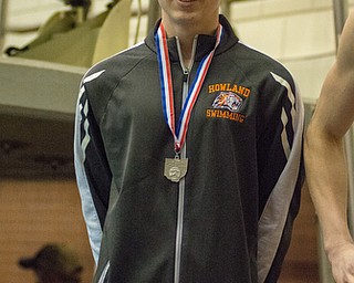 Jared Mindek of Howland was second in the 100-yard breastroke at the Division II district swim meet at Cleveland State’s Robert F. Busby Natatorium on Friday..￼