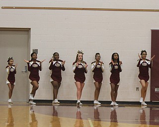 William D. Lewis The vindicator  Jessalyn Hartsfield, left who is a Liberty HS cheerleader  was born with a rare form of dwarfism is shown  with other cheerleaders during a 2-5-19 game at Liberty HS.