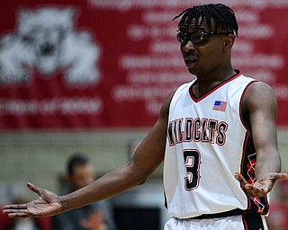 STRUTHERS, OHIO - FEBRUARY 19, 2019: Struthers' Kevin Traylor reacts after being called for a technical foul during the second half of their game, Tuesday night at Struthers High School. Lowellville won 55-48. DAVID DERMER I THE VINDICATOR