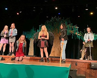 Neighbors | Submitted .Student actors, from left, Grace Wieser, Kaitlyn Murray, Sami Kelley, Lilly Klisiewicz, Bella Roush and  Miranda Russell prepared for their roles in "A Midsummer Night's Dream," which was performed at the Boardman Performing Arts Center Feb. 7-9.