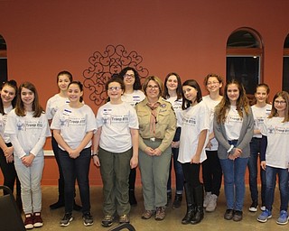 Neighbors | Abby Slanker.Members of Canfield Scouts BSA Troop 8115 attended a Founders Sign-Up Night celebration for its all-girl members and their leaders in the Family Life Center of St. Michael’s Church on Feb. 4. .Pictured are Delaney Pallo, Gabi Calderon, Emily Mashqbeh, Hannah Kelly, Kate Kadilak, Paige Christoff, Abigail Natasi, Liv Weber.Frankie Di Tomasso, Sydney McClean, Charlie Masters, Sophie Kadilak and Scoutmaster Steph Kelly.