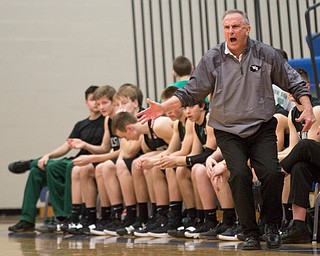 West Branch's head coach Randy Montgomery coaches his players during their game at Hubbard on Friday night. West Branch's victory against Hubbard was Montgomery's 600th career victory. EMILY MATTHEWS | THE VINDICATOR