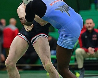 BELOIT, OHIO - FEBRUARY 23, 2019: Canfield's Seth Hull controls Alliance's Zach Rodgers during their 152lbs. Sectional Final Championship Bout, Saturday night at West Branch High School. DAVID DERMER | THE VINDICATOR