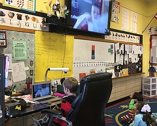 Neighbors | Submitted.Kindergarteners video chatted with third grade students from West Branch sharing the stories third-graders wrote based on the kindergarten students.