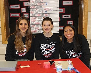Neighbors | Abby Slanker.Canfield High School student council members, from left, Clare Crescimanno, Claire Berlin and Fiona Lally helped out at the Committee to Support Canfield Schools third annual Cardinal Chili Cook-off on Feb. 8. .