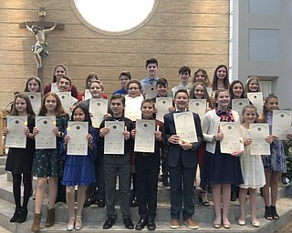 Neighbors | Submitted.Twenty-four Holy Family students were inducted into the National Junior Beta Club at Holy Family School on Jan. 28. New members include (front row),  left to right, Samantha Rotunno, Addyson Miller, Lillie Yanko, Alex Sfara, Andrew Shogren, Aidan Stamp, Luciana Vigliotti, Claudia MacDonald, and Mia Mateo; (second row, left to right) Joan McNally, Gabriel Bettross, Cameron Burk, Francesca DiTommaso, Aidan Hryb, Abigail Lyons, Nicolette Tsikouris, Ella Schrickel (back row), left to right, Mia Schrickel, Johnna Shaw, Christopher Philibin, Alec DelSignore, Griffin Barton, Paige Juliano and Bree Latell..