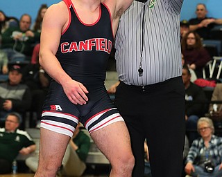 ALLIANCE, OHIO - March 2, 2019: WRESTLING OHSAA D2 Alliance District at Alliance High School-  195 lbs:  Canfield's Nick Crawford wins the championship 3-2.  MICHAEL G. TAYLOR| THE VINDICATOR