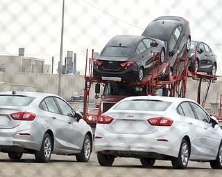 Several Chevrolet Cruzes get ready for delivery at the General Motors Lordstown Assembly Plant. The plant, which opened in 1966, will be idled on Friday.