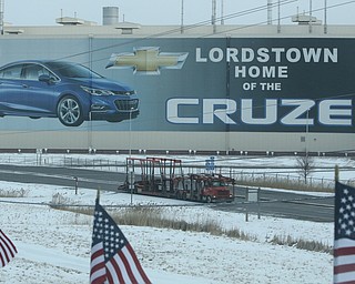  ROBERT K.YOSAY  | THE VINDICATOR..GM Lordstown finished the last Cruze at the plant Wed Afternoon. Putting thousands out of work ..Empty Car Hauler heads down Hallock Young Rd