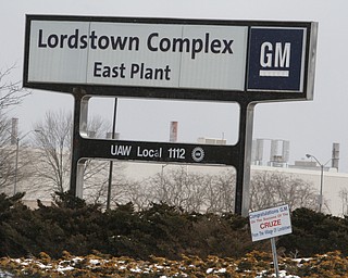  ROBERT K.YOSAY  | THE VINDICATOR..GM Lordstown finished the last Cruze at the plant Wed Afternoon. Putting thousands out of work ..a Lordstown City sign .. at the exit of the plant