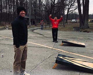 Neighbors | Submitted.While waiting to golf, community members played corn hole at Bedford Trails for the annual Golf Classic hosted by the Poland Rotary.