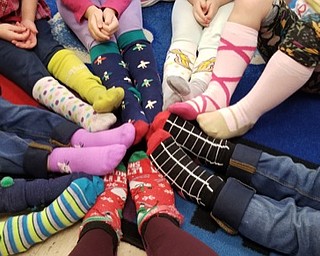 Neighbors | Submitted.Preschoolers wore silly socks on March 1 at Poland Union to celebrate Dr. Seuss's 115th birthday.