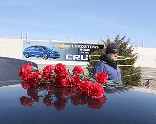  ROBERT K.YOSAY  | THE VINDICATOR..Werner Lange, the guy who held the 43 day vigil outside the plant, is having an outdoor tribute to women workers and a Òprotest against the gross injustice of idling of this plant.Ó..Shrine of Hope erected asSherry Farley , Charmaine Reiter and Vickie Raymond put lights on the sshrine