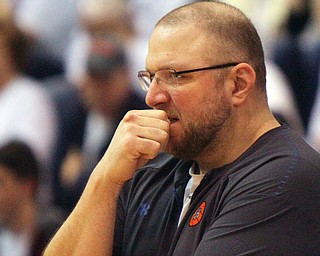 William D. Lewis The Vindicator  Poland'Nick Blanch watches final seconds tick away after loss to Akron SVSM at Barberton 3-8-19.