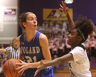 William D. Lewis The vindicator  Poland's Jackie Grisdale(21) keeps the ball from SVSM Jada Haines(13).