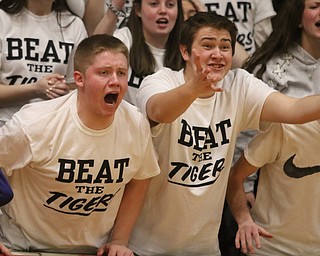 Bryan Harris (left) and Ricky Cutter (right) of Lowellville argue a call by the refs during Friday nights district championship game at Struthers High School.  Dustin Livesay  |  The Vindicator  3/8/19  Struthers