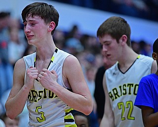 CANTON, OHIO - MARCH 12, 2019: Bristol's Matt Stephens walks to the locker room after Bristol was defeated by Richmond Heights 66-34, Tuesday night at the Canton. Richmond Heights won 66-34. DAVID DERMER | THE VINDICATOR