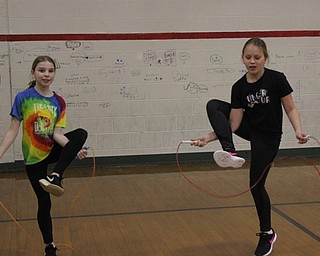 Neighbors | Abby Slanker.Two C.H. Campbell Elementary School fourth-grade students demonstrated the ‘pretzel jump’ as they participated in the school’s annual American Heart Association Kids Heart Challenge on Feb. 6.