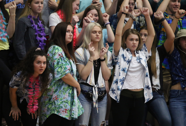 The Springfield high school student section watches as Senior Shane Eynon shoots a pair of free throws during the second half of Friday night's Regional Championship matchup at the Canton Fieldhouse.  Dustin Livesay   |   The Vindicator  3/15/19  Canton.