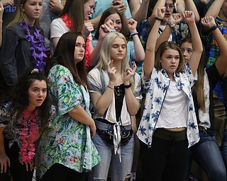 The Springfield high school student section watches as Senior Shane Eynon shoots a pair of free throws during the second half of Friday night's Regional Championship matchup at the Canton Fieldhouse.  Dustin Livesay   |   The Vindicator  3/15/19  Canton.