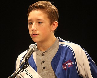  ROBERT K.YOSAY  | THE VINDICATOR..The 2019 Vindicator Spelling bee #86 held at the Chestnut Room of Kilcawley Center at YSU....Second Place WinnerCooper Selley.. spells word after word as the first and second place winners went toe to toe for more than 10 rounds...