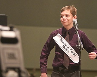  ROBERT K.YOSAY  | THE VINDICATOR..The 2019 Vindicator Spelling bee #86 held at the Chestnut Room of Kilcawley Center at YSU....Yep.. its over as BCM  Santino Slipkovich  reacts after spelling valedictorian to win the BEE...