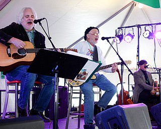 From left, Tom Sailor, Sonny Hrehovcick, and Jeff Spencer of Shoe Shine Boys perform at Shamrock the Block on West Federal Street on Sunday afternoon. EMILY MATTHEWS | THE VINDICATOR