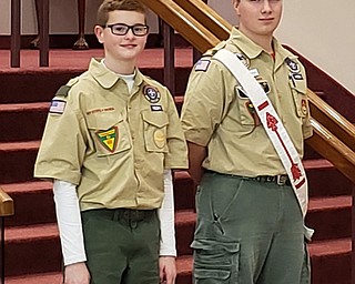 Neighbors | Submitted.Scout Troop 9025 presented the Troop 9025 2018 Herman West Most Active Scout Award to Cade Henry (left) and John Heino (right) at its 2019 Winter Court of Honor..