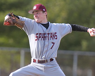 William D. Lewis The Vindicator Boardman pitcher Jason Triveri(7) delivers during 3-29-19 win over Ursuline at Cene.