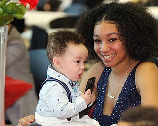 William D. Lewis The VindicatorKamaya Johnson and her son Jordan Johnson 5 months, share a moment during Mom and son event at East HS 3-29-19.