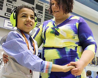 William D. Lewis The Vindicator Shaclecha Stoddard dances with her son Rome douglas, 11, during Mom and son event at East HS 3-29-19.