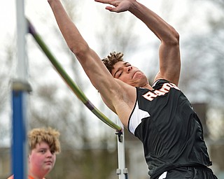 MINERAL RIDGE, OHIO - MARCH 30, 2019: Mineral Ridge's Triston Weiss competes during the boys high jump, Saturday morning during the Joe Lane Invitational at Mineral Ridge High School. DAVID DERMER | THE VINDICATOR