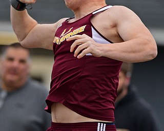 MINERAL RIDGE, OHIO - MARCH 30, 2019: South Range's Richard Ferenchak throws during the boys shot put, Saturday morning during the Joe Lane Invitational at Mineral Ridge High School. DAVID DERMER | THE VINDICATOR