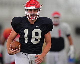 YOUNGSTOWN, OHIO - MARCH 30, 2019: Youngstown State's Mark Waid runs the ball during Saturday afternoon's spring scrimmage at the Watson and Tressel Training Facility. DAVID DERMER | THE VINDICATOR