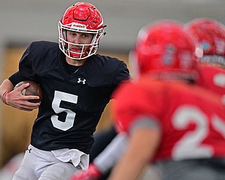 YOUNGSTOWN, OHIO - MARCH 30, 2019: Youngstown State's Joe Craycraft runs the ball during Saturday afternoon's spring scrimmage at the Watson and Tressel Training Facility. DAVID DERMER | THE VINDICATOR