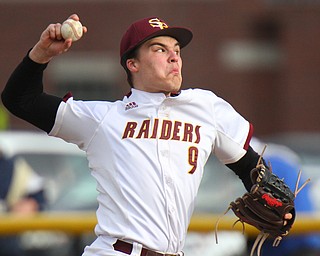 William D. Lewis the Vindicator South Range's pitcher Jake Gehring(9) delivers during 4-2 game with Poland.