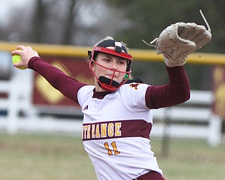 William D. Lewis the Vindicator  South Range pitcher Bree Kohler(11) during 4-2-19 game with Poland