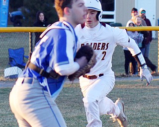 William D. Lewis the Vindicator South Range's Luke Blasko scores winning run in 4-2-19 game with Poland.