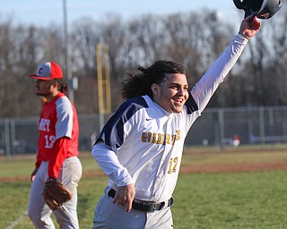 William D. Lewis The Vindicator East Josue Slis(12) reacts as he scores during 4-3-19 game with Chaney at Pemberton. In background is Chaney's Michael doucette(13)