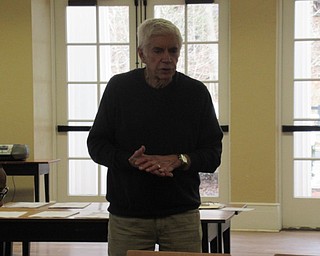Neighbors | Jessica Harker.Ron Saffell taught a free second level French class for community members at Poland library March 13.