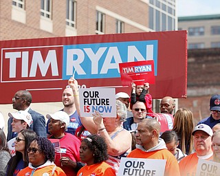 People gather for Tim Ryan's presidential kickoff rally on Federal Street Saturday afternoon. EMILY MATTHEWS | THE VINDICATOR