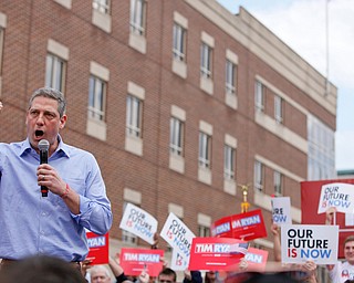 Tim Ryan speaks during his presidential kickoff rally on Federal Street Saturday afternoon. EMILY MATTHEWS | THE VINDICATOR