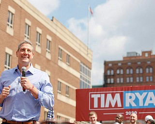 Tim Ryan speaks during his presidential kickoff rally on Federal Street Saturday afternoon. EMILY MATTHEWS | THE VINDICATOR