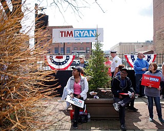 People gather for Tim Ryan's presidential kickoff rally on Federal Street Saturday afternoon. EMILY MATTHEWS | THE VINDICATOR