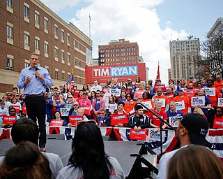 Tim Ryan speaks during his presidential kickoff rally on Federal Street Saturday afternoon. EMILY MATTHEWS | THE VINDICATOR