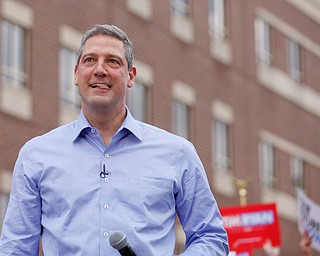 Tim Ryan speaks during his presidential kickoff rally on Federal Street Saturday afternoon. EMILY MATTHEWS | THE VINDICATOR