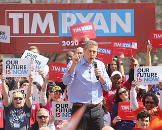  ROBERT K.YOSAY  | THE VINDICATOR..Congressman Tim Ryan  opened his run for president in Downtown Youngstown as supporters gathered and cheeered