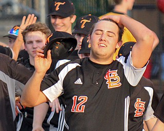 William D. Lewis The Vindicator   Springfield pitcher Sahne Eynon(12) reacts after defeating mooney 4-8-19 at Cene.