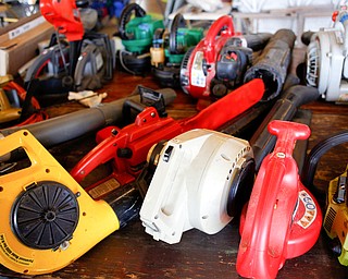 Leaf blowers and other yard items and tools will be for sale at the Angels for Animals garage sale taking place Friday through Sunday at the Canfield Fairgrounds. EMILY MATTHEWS | THE VINDICATOR