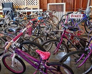 Bikes are among the items that will be for sale at the Angels for Animals garage sale taking place Friday through Sunday at the Canfield Fairgrounds. EMILY MATTHEWS | THE VINDICATOR